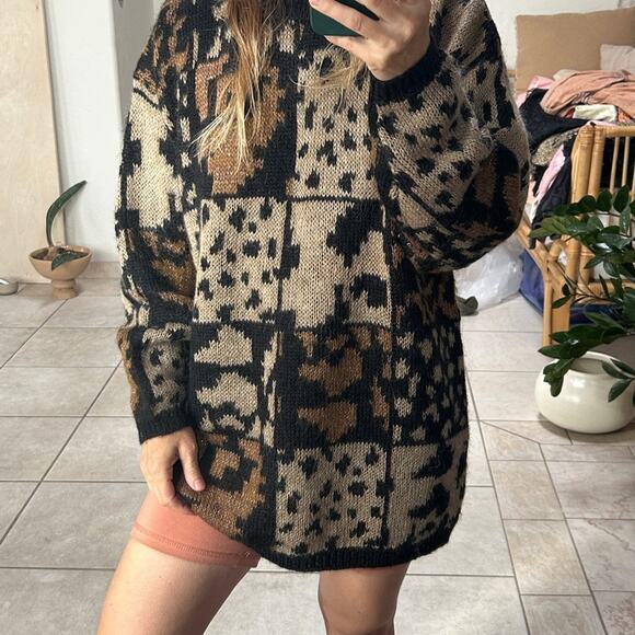 Valerie Stevens Sweaters - Vintage Mohair Leopard Sweater Grunge 90s Fuzzy Oversized L